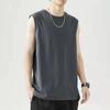 Summer New American Sleeveless O-neck Solid Color T-shirt Men's Fashion Casual Sports Fitness Basketball Vest