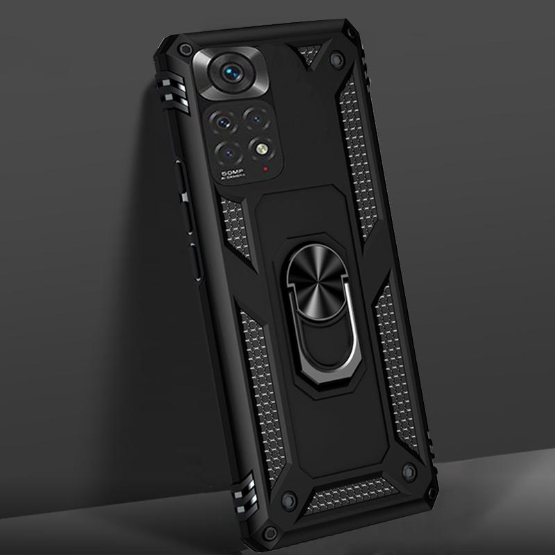 Luxury Battle Armor Holder Phone Case For iPhone 13 12 11 Pro Max X XR XS Max 8 7 6S 6 Plus Shockproof Finger Ring Stand Cover Shell Fundas Coque