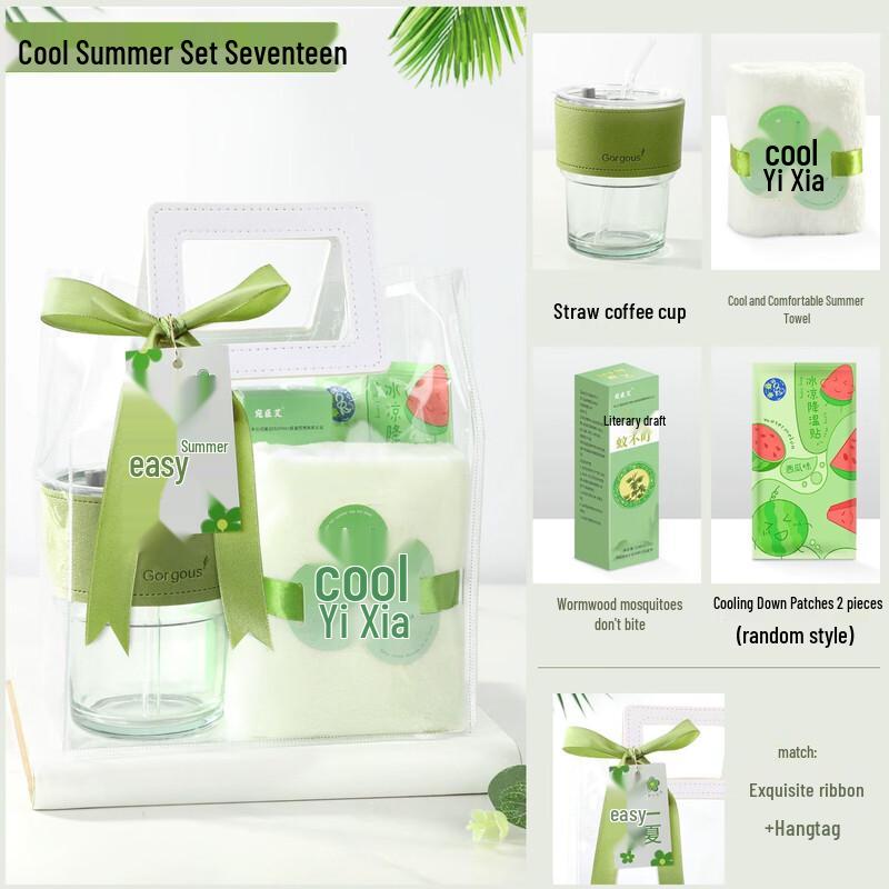 Summer Welfare Gift Set (Glass Cup, Towel, Cooling Patches) 17