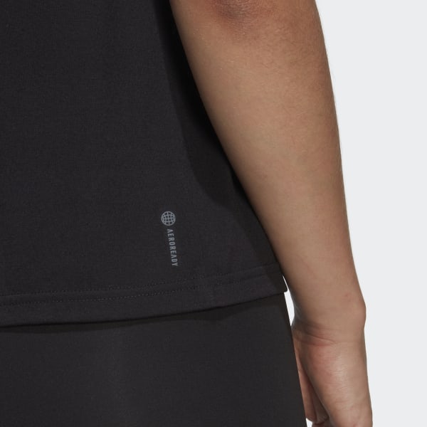 adidas Solid Color Brand Logo Round Neck Short Sleeve T-Shirt Women Tops Black HR7795