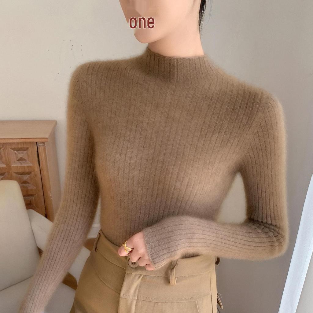 Women's Seamless High-Neck Cashmere Sweater - Autumn/Winter Slim Fit Knitwear