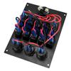 12V 20A 5 Gang Marine Rocker Switch Panel Waterproof Circuit Box LED Voltmeter