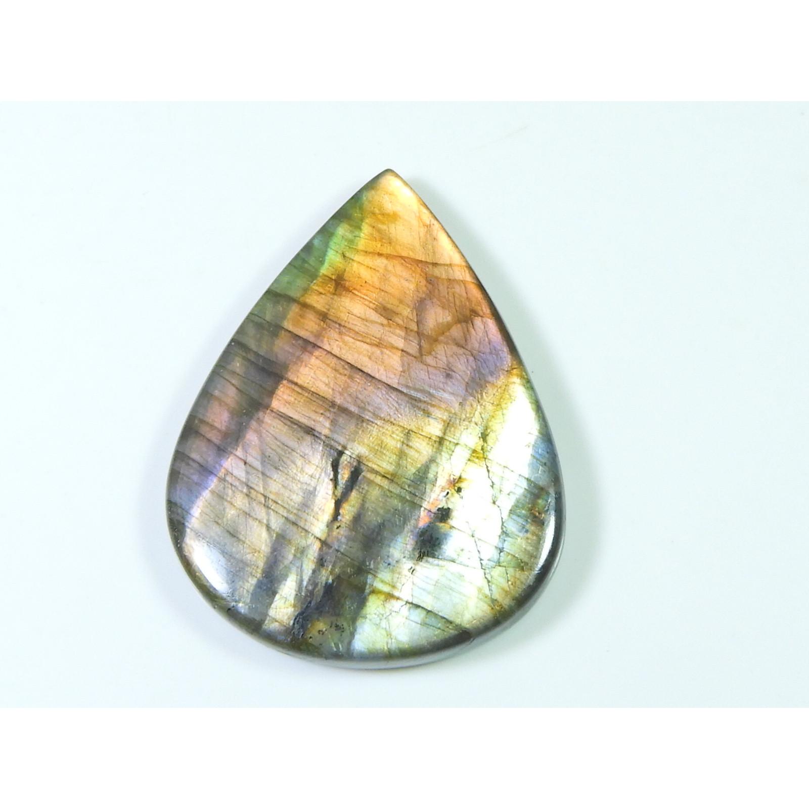 

35X47MM Natural Labradorite Pink Purple Flashy Pear Cabochon Loose Gemstone SK-3269