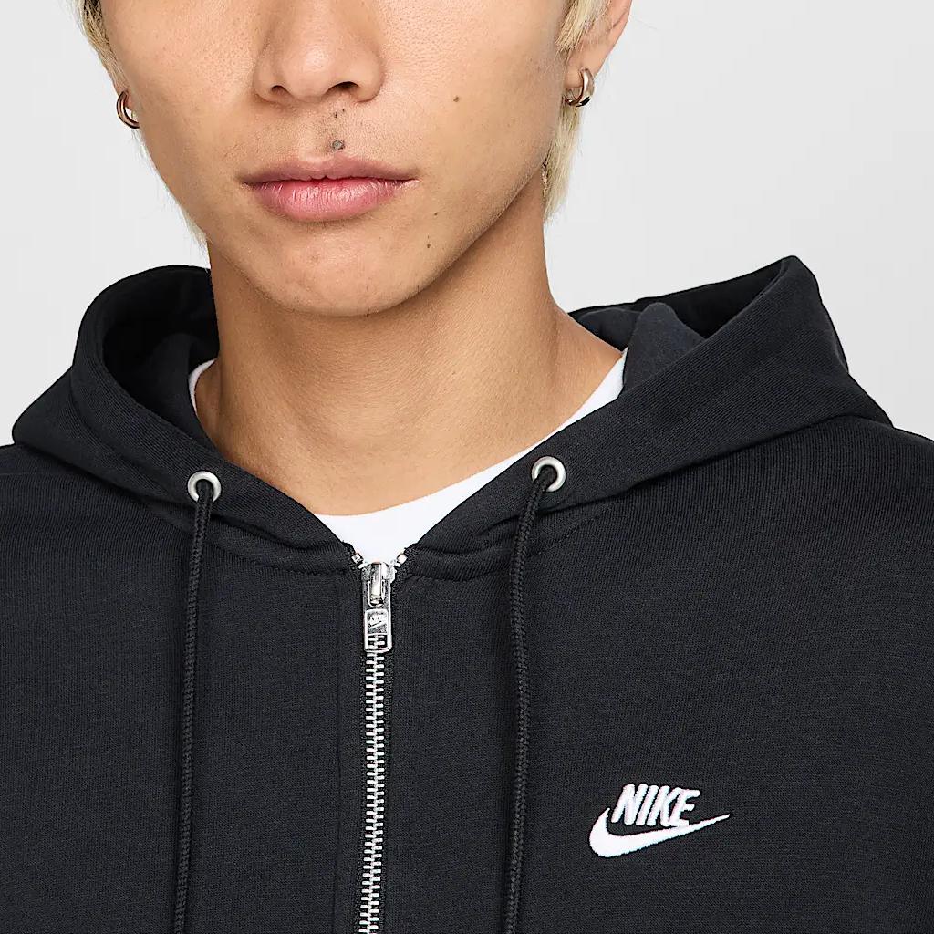 Nike Club Zip Up Französisches Langarm-Hoodie Herren Sweatshirts Schwarz FN3885010