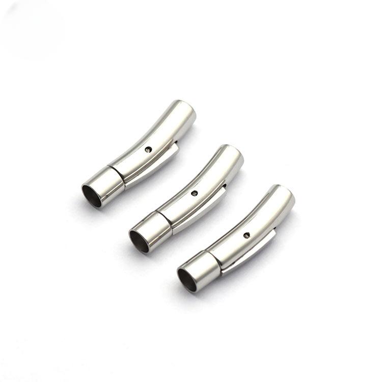 5Pcs/Lot Stainless Steel Snap Push Buckle Leather Cord Bracelet Spring Buckle Titanium Steel Jewelry Findings Wholesale Inner hole 5mm серебряный