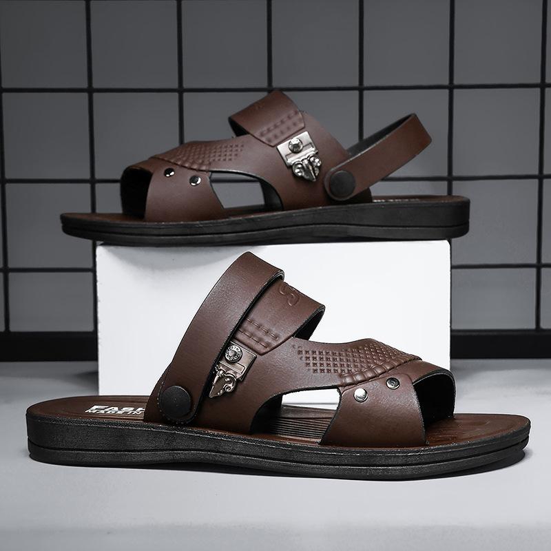 2025 Summer New Men's Beach Shoes Thin Men's Shoes Casual Wear Sandals Lazy Soft Sole One Pedal Slippers