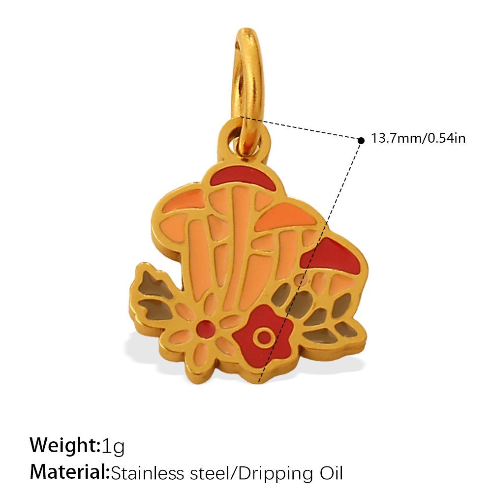 Adorable Multi-Shape Mushroom Pendant with Colorful Drip Oil Design