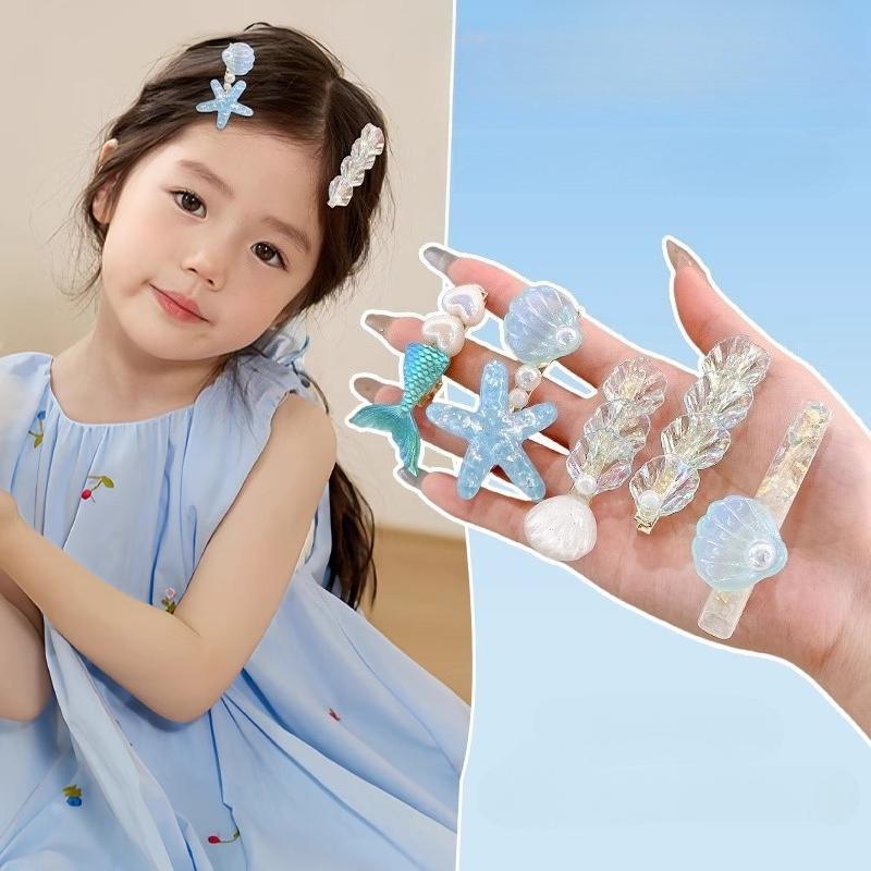 5 Pcs/Set Mermaid Starfish Shell Hairpins Girls Cute Hair Clips Hairgrips for Women Barrettes Hair Styling Tool Hair Accessories