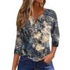 Women's T Shirt Print Button 3/4 Sleeve Daily Weekend Fashion Basic V- Neck Regular Top