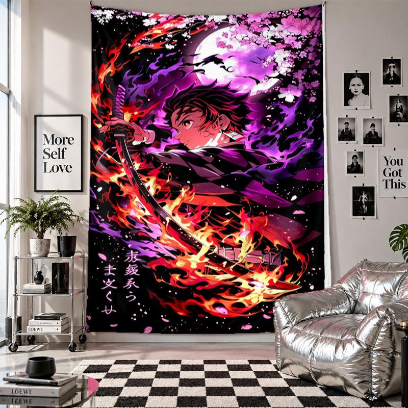 Wall TapestryDemon Slayer Art Hanging Cloth Decorative Background Cover for Room Decoration