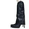 Black Retro Style Pointed Rivet Trouser Boots 2025 New Niche Design Sense Fashionable Versatile Western Cowboy Boots