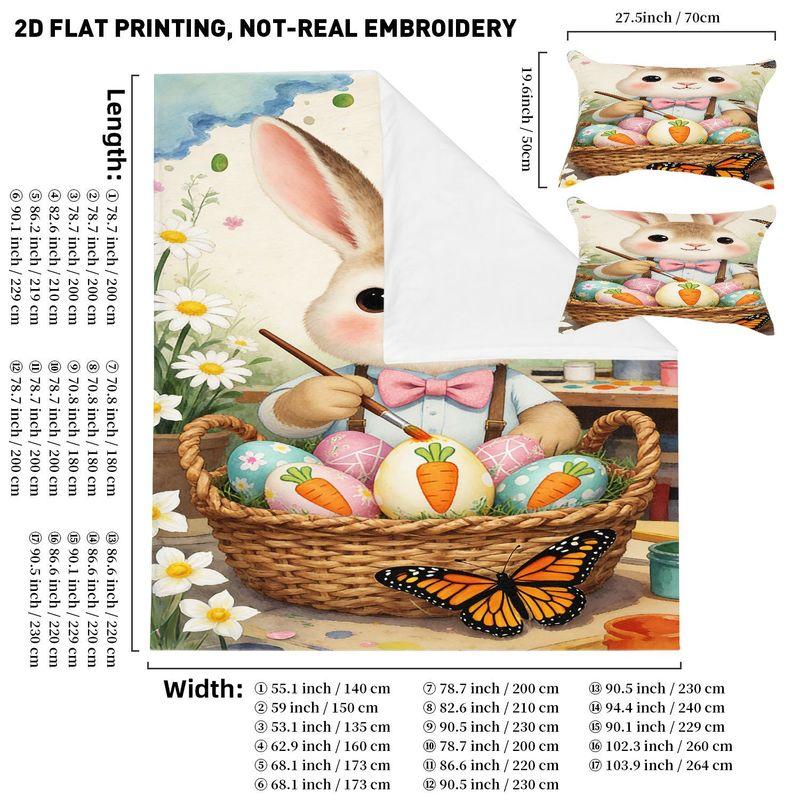 Easter Bedding Pillowcase Quilt Cover 3-Piece Set Rabbit,Egg Pattern,Easter Home Decoration