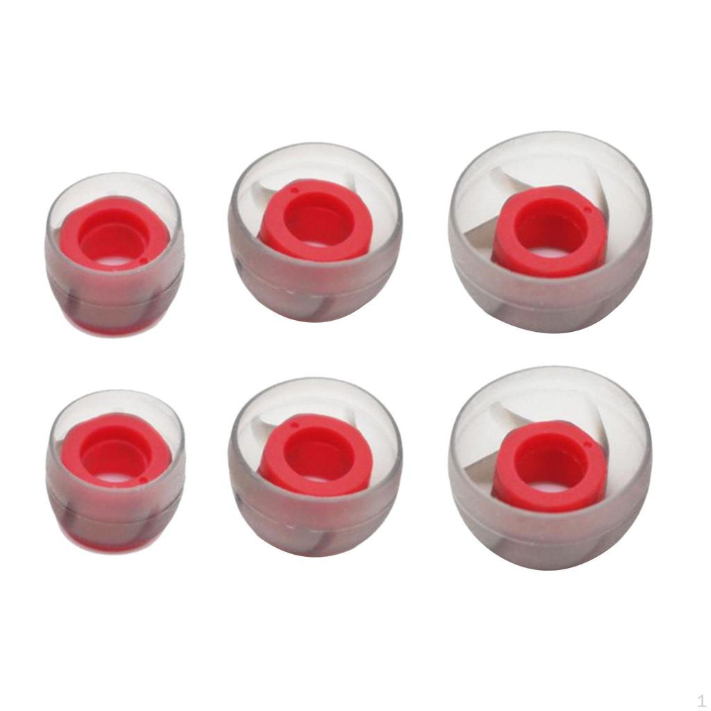 6 Pieces Earbud Tips Threaded S/M/L Cap Silicone Cover Replacement for In-ear Headset Inner