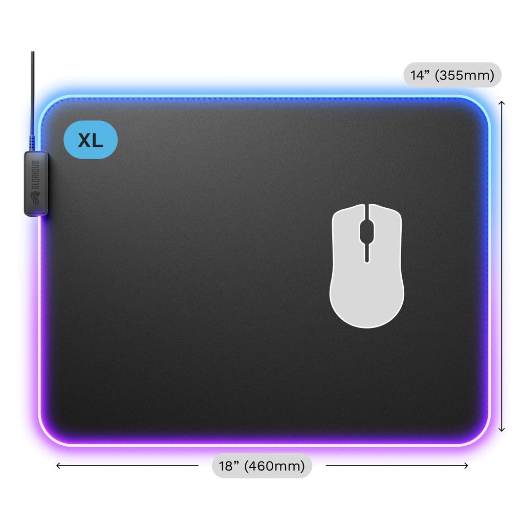 Glorious Mouse Pad 2 GLED XL Black RGB Lighting Cloth Gaming Mouse Pad (460 X 355mm) GLO-MP2-GLED-XL-B MS0772