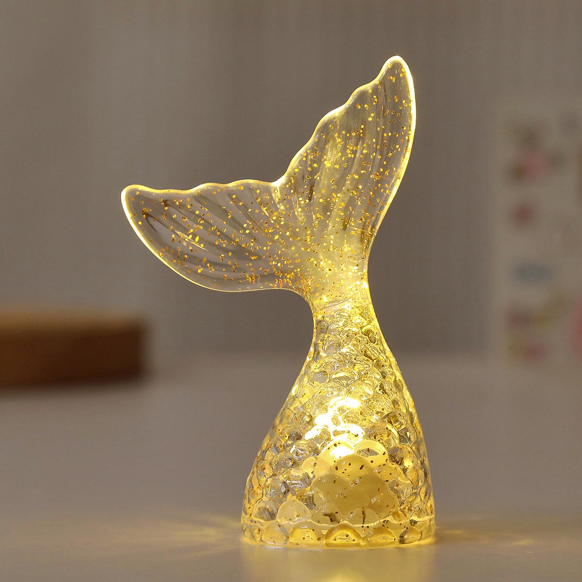 

Mermaid Tail Electronic Candle: Soothing Night Light Gold Dust Warm White Lamp