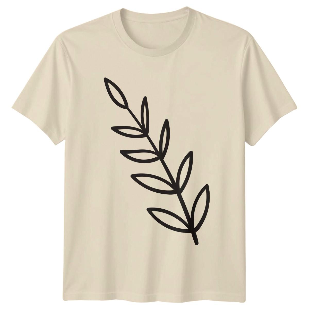 Minimalist Botanical Leaf Branch Art T-Shirt Minimalist Art Botanical Birthday S