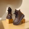 British style soft leather soft-soled Martin boots women's autumn and winter new thick-soled velvet warm fashion versatile short boots