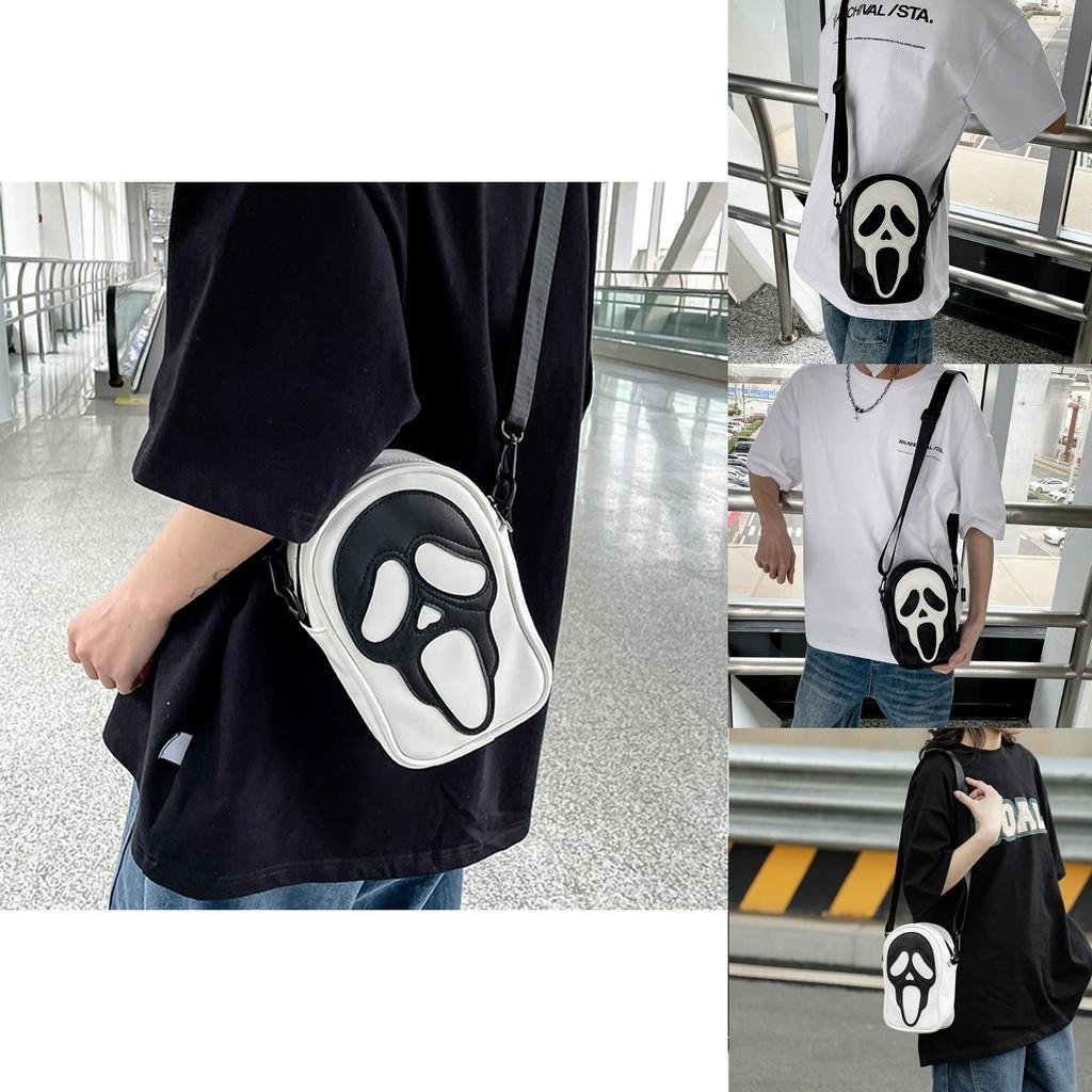 Trendy Ghost Skull Crossbody Bag Small Pu Shoulder Bag For Men And Women