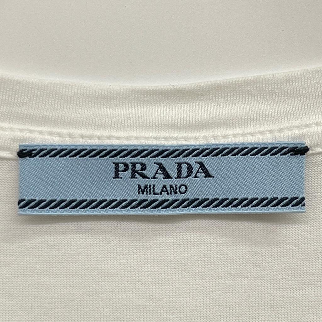 Prada 19Stainless Steel White 39507 Cotton Logo T-Shirt Tops 42 whiteUsed