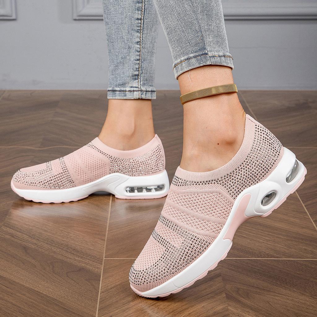 New Fly-woven Large-size Women's Shoes, Sports Soft Sole, One Pedal, Breathable, Casual and Comfortable Running Women's Shoes