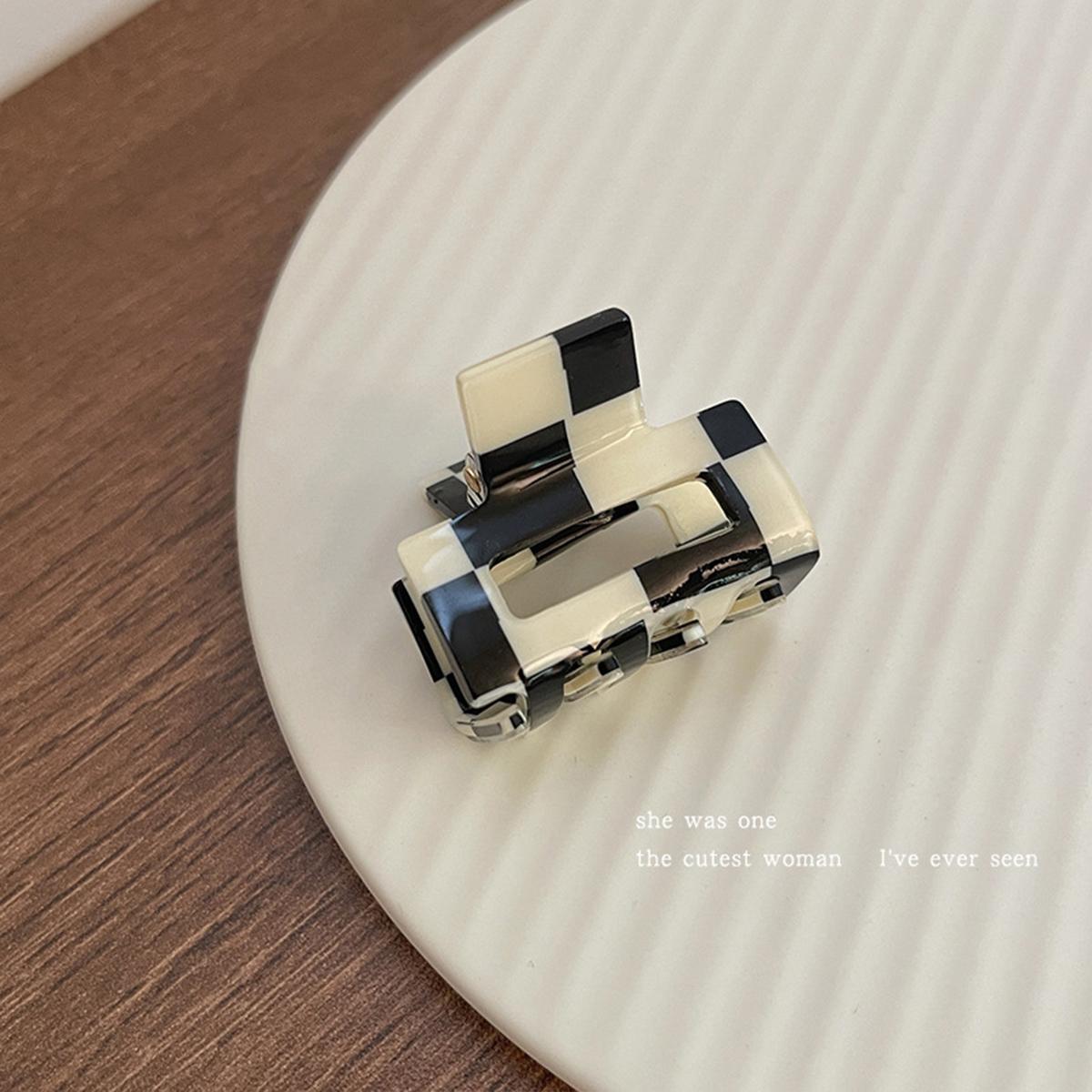 

1 шт. ацетатная заколка для волос с леопардовым принтом, клетчатая, классический и повседневный зажим-краб, маленький квадратный зажим для волос для высокого хвоста