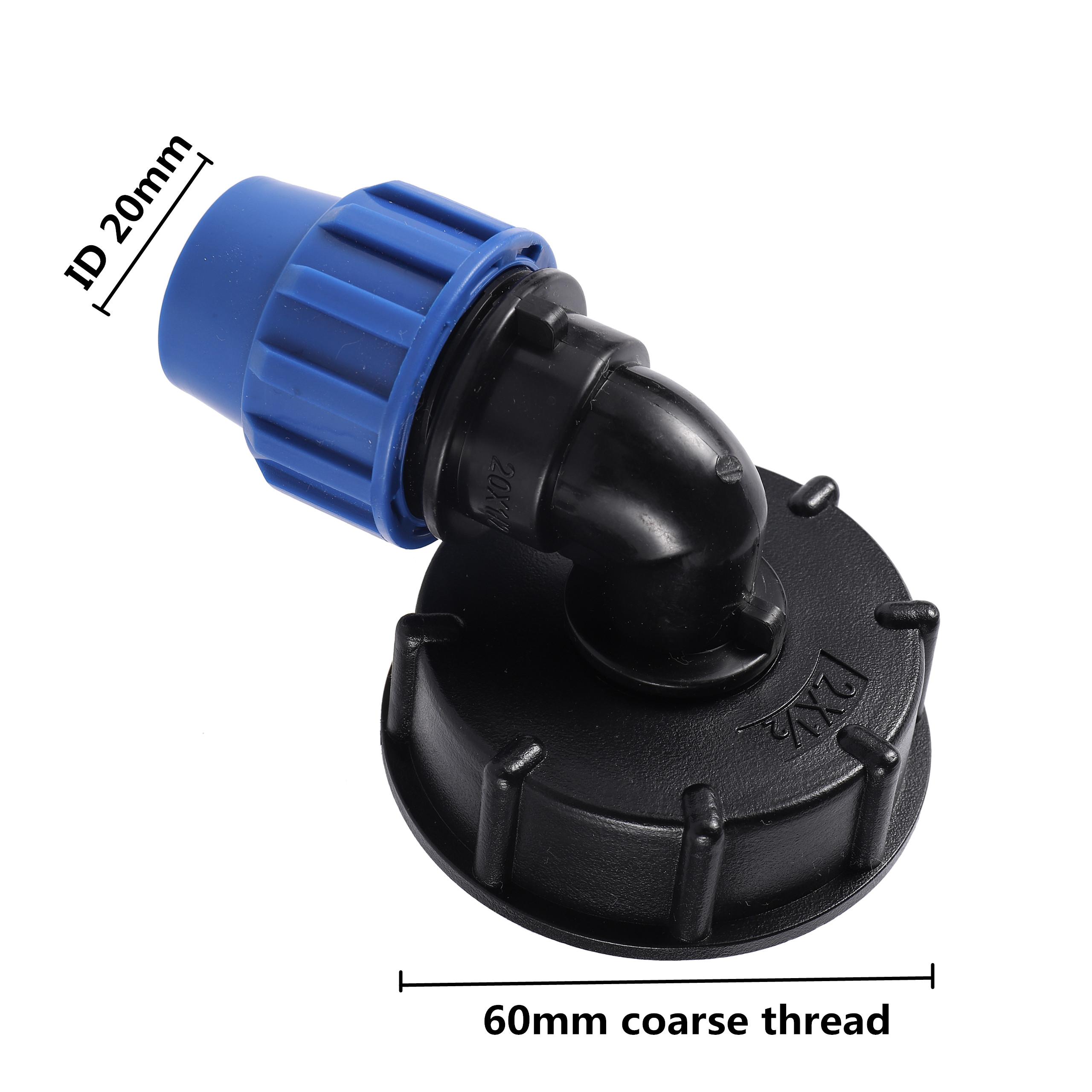 

IBC Water Tank Pipe Joints S60 Coarse Threaded Cap 60mm Female Thread To 20/25/32MM Water Tank Elbow Outlet Tap Adapter New
