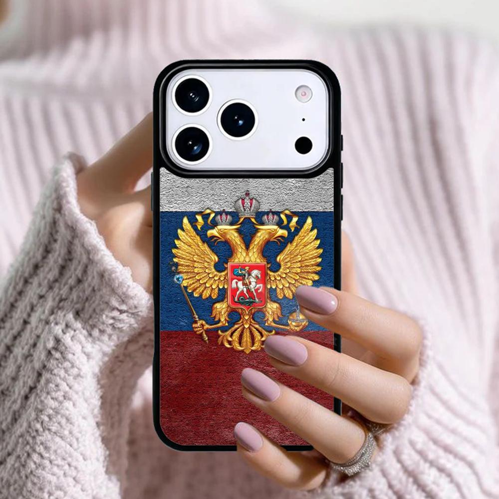 Russian Coat of Arms Phone Case For Apple iPhone 17 Air 16E 15 14 Plus 13 12 11 Pro Max Mini Funda Cover