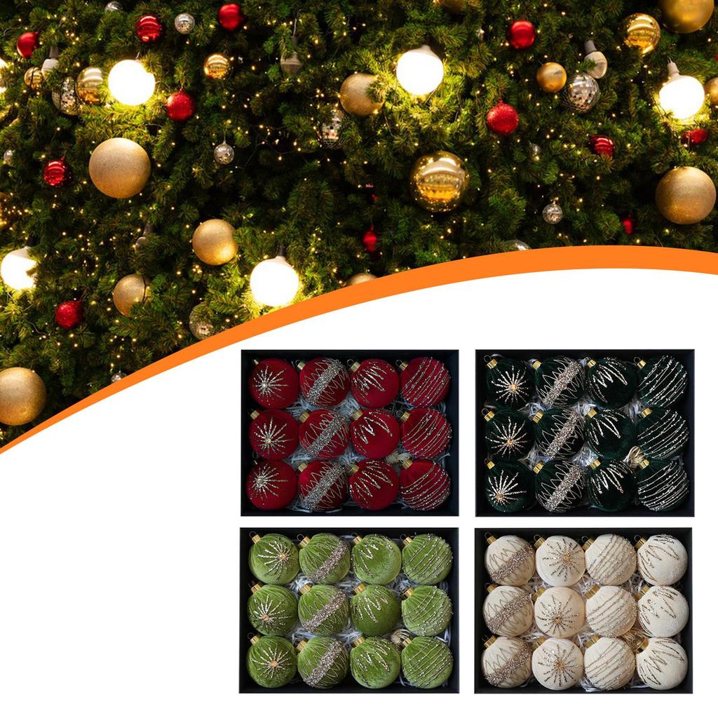 12 8cm Christmas Hanging Ornaments Decorations, Decorative Balls for Home, Festivals,