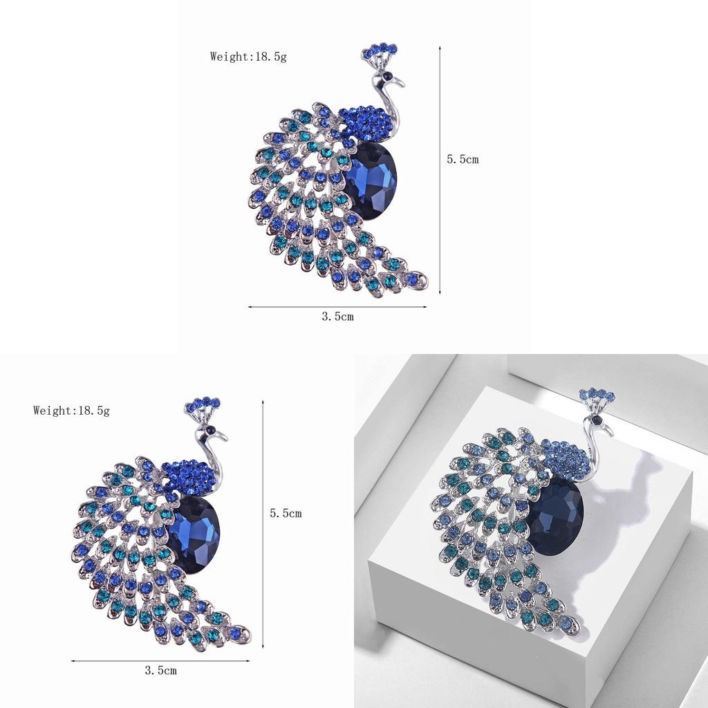 Retro Peacock Crystal Brooch With Alloy Enamel Pin For Women And Men