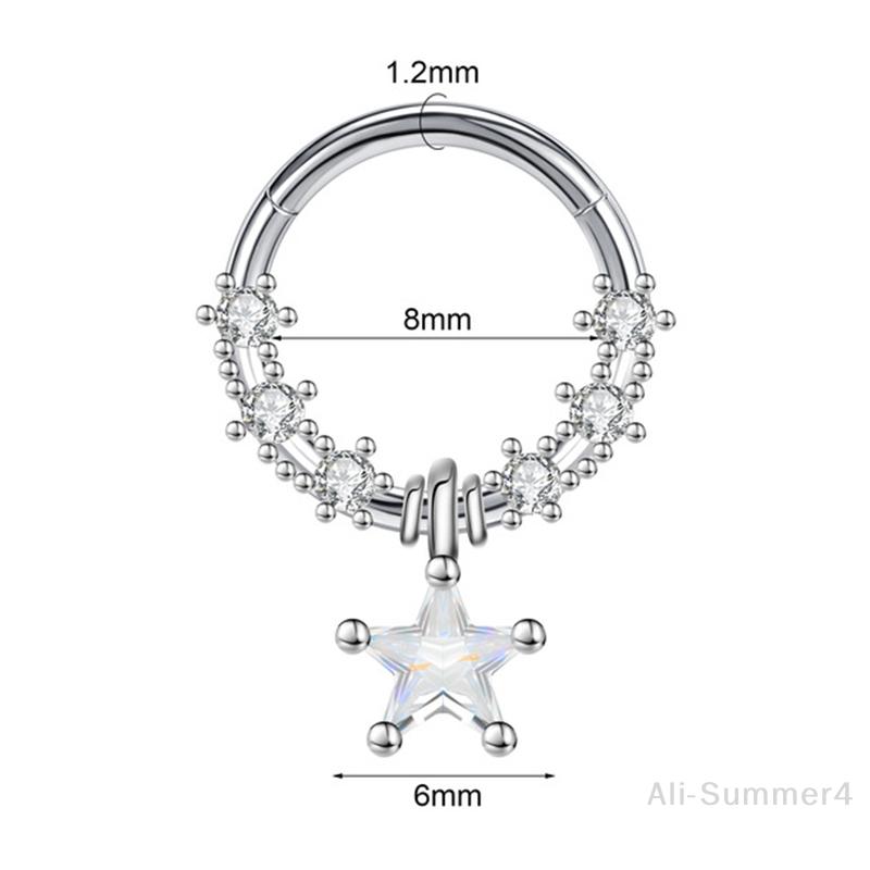 Fashion Crystal Stainless Steel Septum Hoop Clickers Nose Ring Women Tragus Cartilage Helix Piercing Hoop Earrings Jewelry