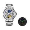 X-GEAR Men's Automatic Mechanical Watch Waterproof Stainless Steel Luminous Starry Sky Moon Phase