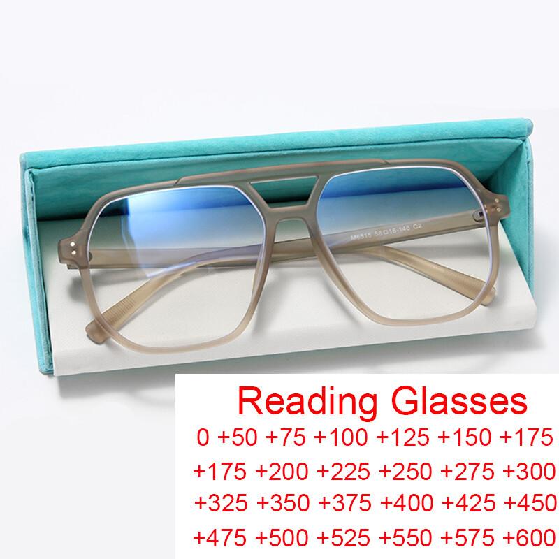Reading Eyewear Female Male Blue Presbyopic Thick Square Ladies For Matte Gents Blocking Retro Rectangular Tea Classic Light Prescription