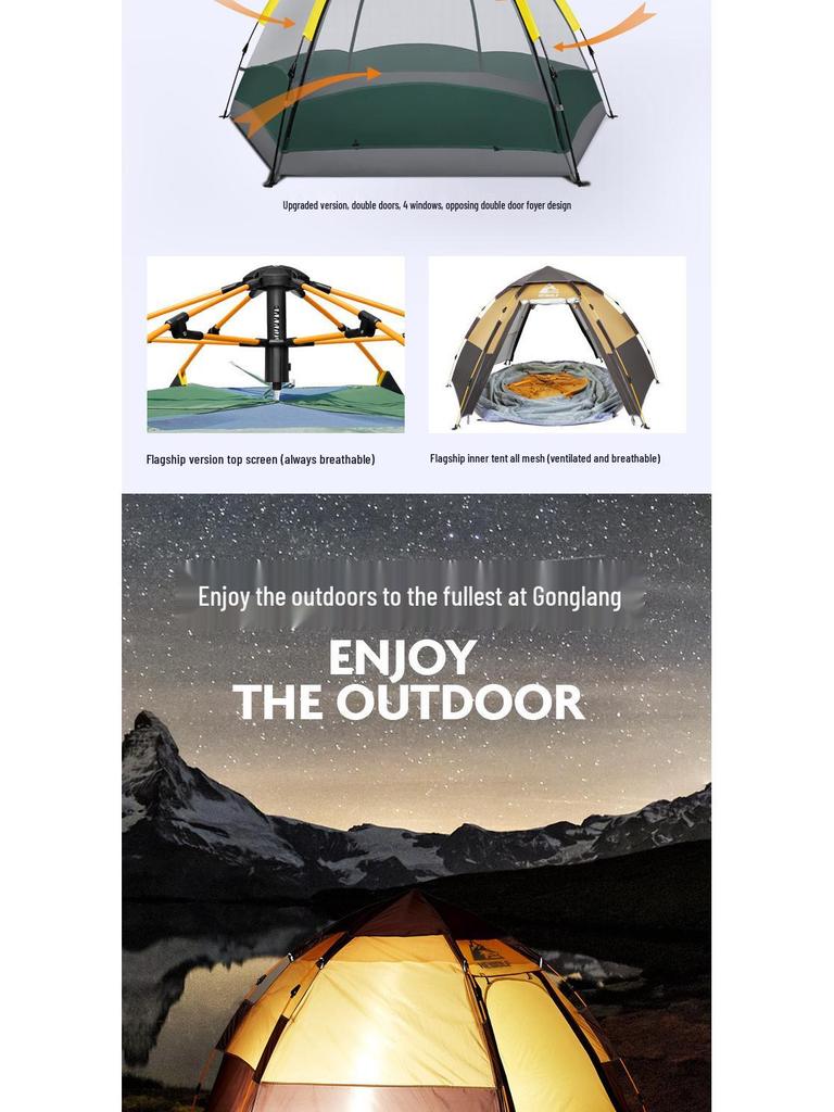Portable Automatic Fast-Opening Rainproof Tent for 2-4 People - Ideal for Outdoor Camping, Wilderness, & Beach
