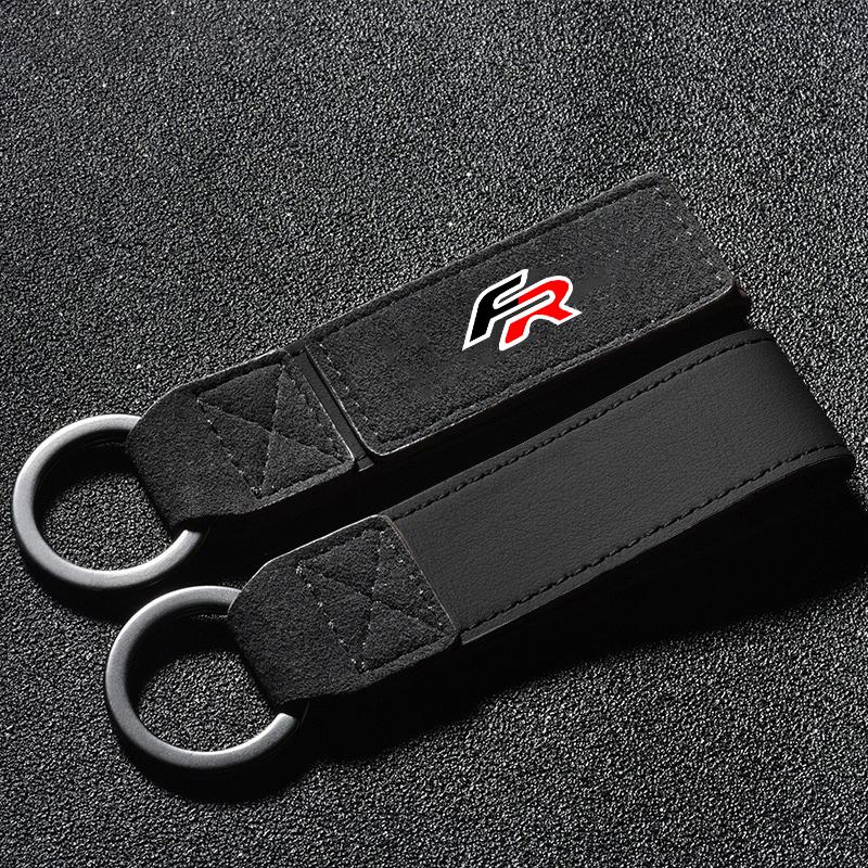 Leder Auto Fernbedienung Schlüsselanhänger Halter Anhänger Für Seat FR Ibiza Altea Leon Cupra Cordoba Alhambra Arosa Auto Zubehör schwarz