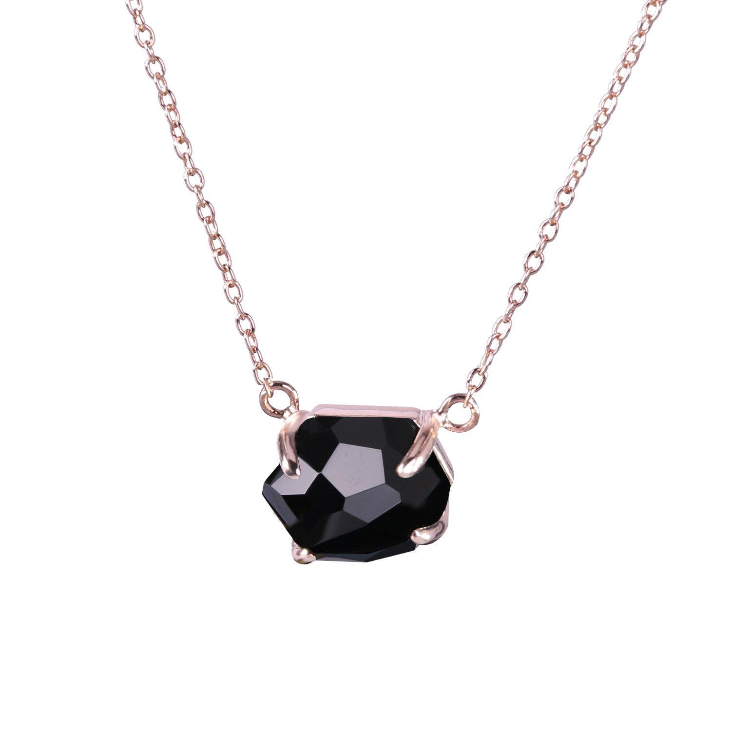 KELITCH Top Crystal Pendant Necklace Rose Gold Chain for Women Jewelry Gift (Yellow Rose Gold)
