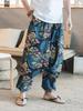 Ethnic Style Men's Polyester Casual Pants with Vintage Patterns Relaxed Fit Elastic Waistband Ankle-Cuff Design Comfortable Pants for All Seasons