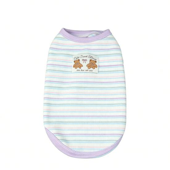 Хлопковый ребристый жилет для собак мелких пород, летний, без рукавов, в полоску, для щенков, мягкий, дышащий, одежда для питомцев S