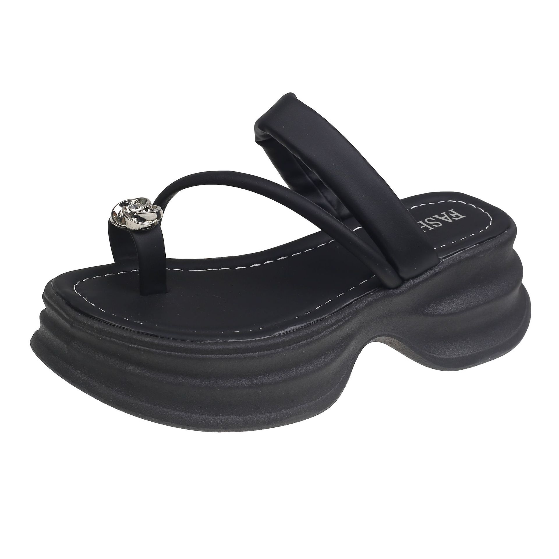 

Тапочки со стразами, классные, женская одежда, летняя мода, универсальные, корейская версия, удобные, повседневные, с толстой подошвой, пляжные тапочки 36 чёрный