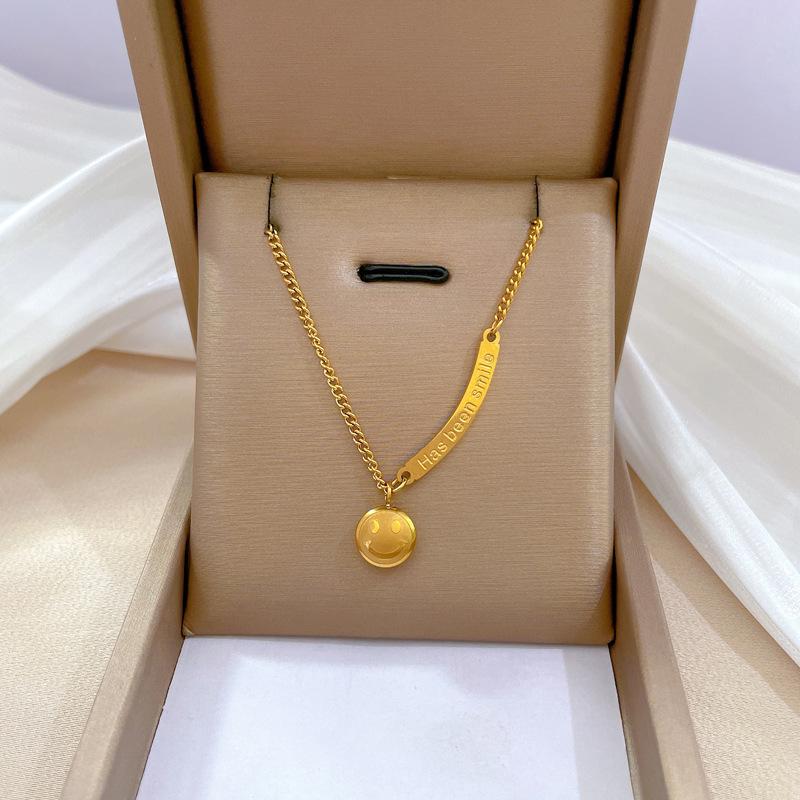 Popular Element Personality Minimalist Wind Furnace Real Gold Necklace Female Collarbone Chain