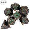 7 Pcs Yellow Green Tree Vine Metal Dice Solid Metal Polyhedral Dice Set Suitable for Role-Playing RPG Board Game Dice RPG