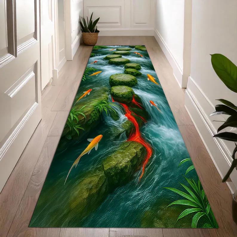 

3D коврик-мат с изображением водопада в каньоне, реалистичная печать природы, нескользящий коврик для гостиной, спальни, прихожей, домашний декор 40X120CM