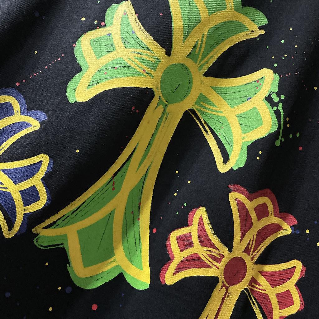 8959 CHROME HEARTS 2026 Summer New High Quality Cotton Round Neck Loose Large Size Men's and Women's T-shirt Couple T-shirt