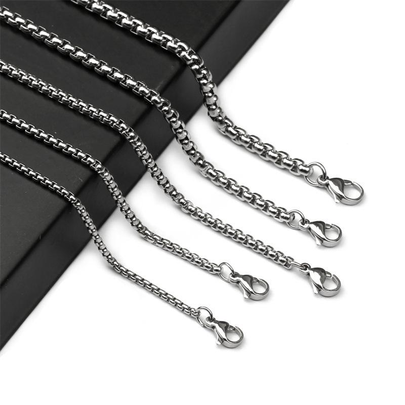 Stainless Steel Pearl Necklace with Titanium Thick Chain - Men's Minimalist Snake Bone Design