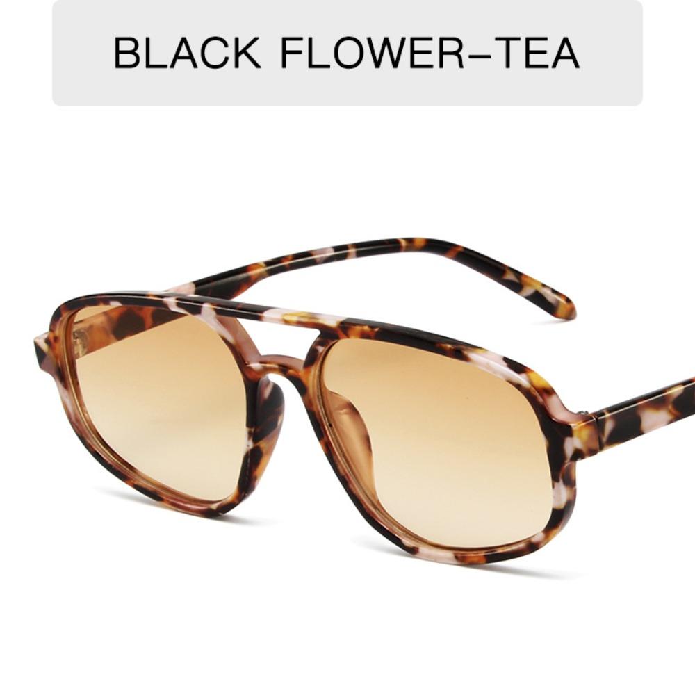 Wide Legs Double Beam Sun Glasses UV400 Retro Trend Eyewear Irregular Square Sunglasses  Selfie