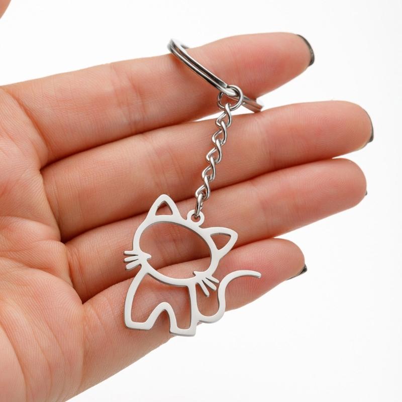 Unique Animal Pendant Keychain Stainless Steel Jewelry Gift Ornament For Women Best Friend Souvenir Birthday