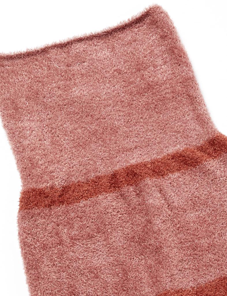 Warm and cozy length pants for stomach and 5-minute thighs, brick-colored, M-L