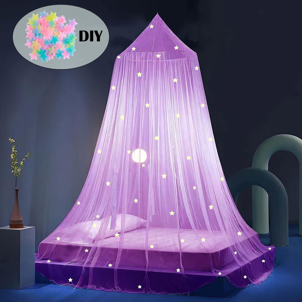 Dosel de Cama de Estrella que Brilla en la Oscuridad Mosquitero para Cama Doble Tienda Cúpula de Princesa Decoración de Habitación de Niñas Mosquitero Colgante de Techo