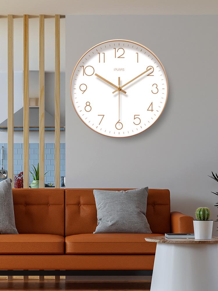 Ultra-quiet 6518 Modern Wall Display Digital Quartz Clock with Silent Sweep Second for Living Room.
