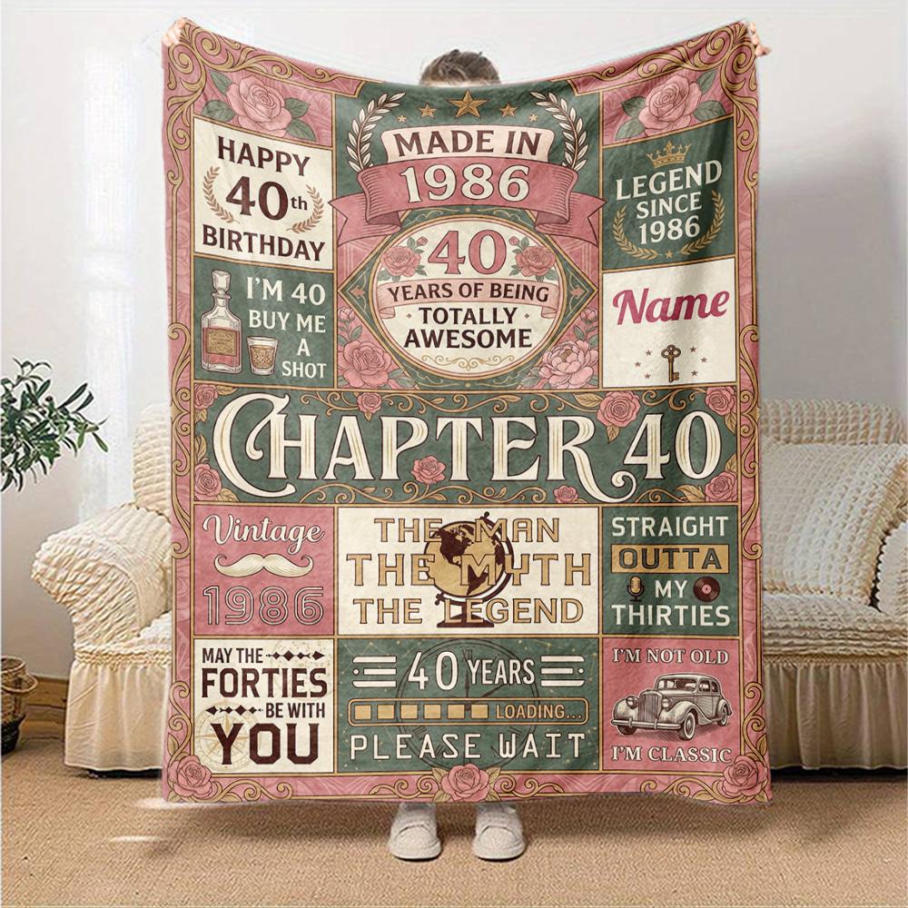 Chapter 40 Milestone Celebration Customize Your Name Blanket Soft Cozy Perfect For Sofa Couch Office Bed Picnics Ideal For All Seasons Modern Style