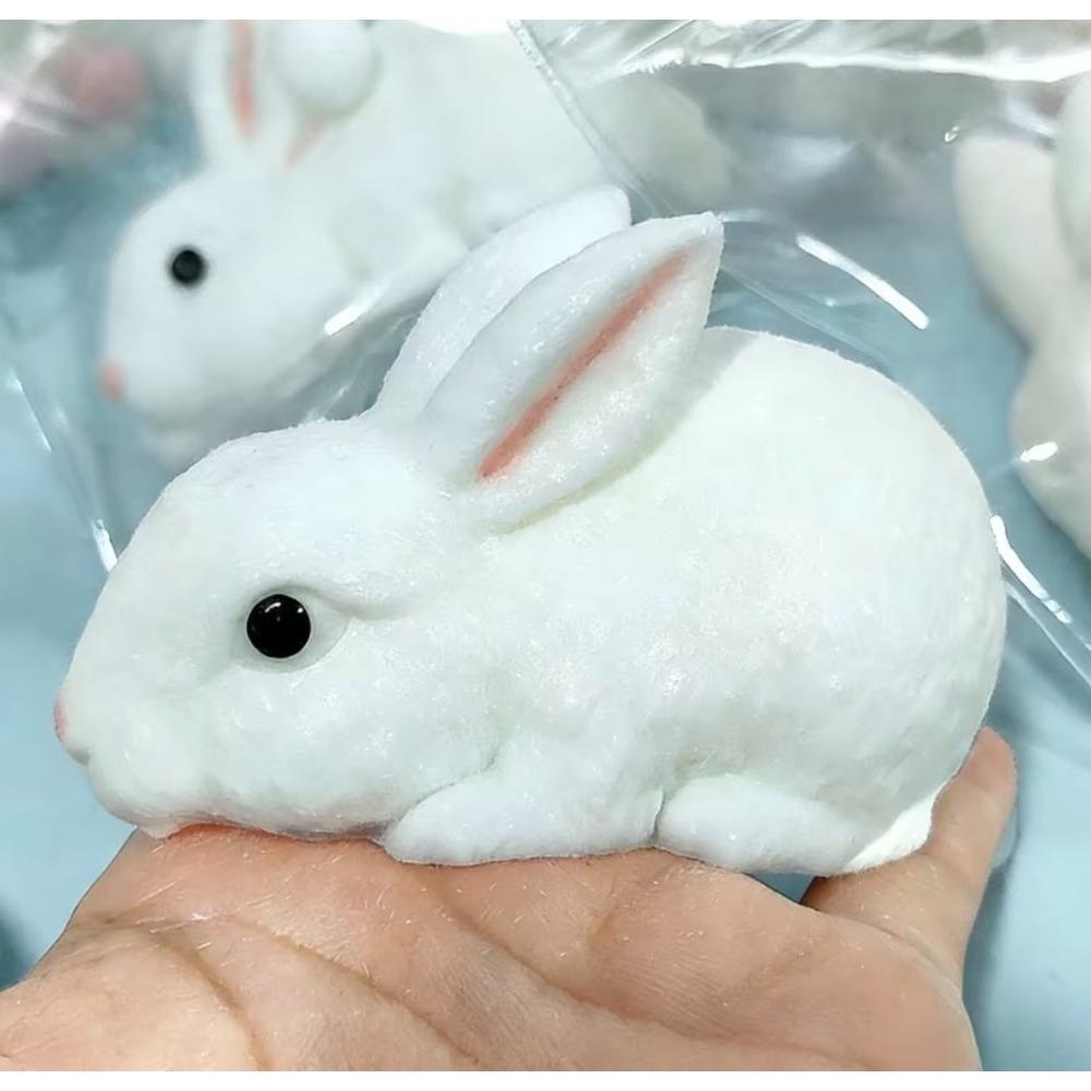 Squishy Leuke Konijn Knijpspeeltje Zacht Kawaii Wit Konijntje Fidget Speeltje Anti Stress Ontspanning Hand Ontspanning Cadeau Speeltje white